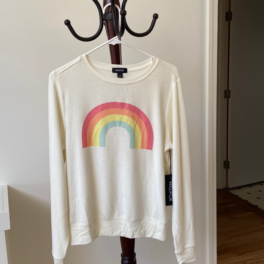 Super soft, rainbow sweatshirt, new with tags, rayon, Polyester blend